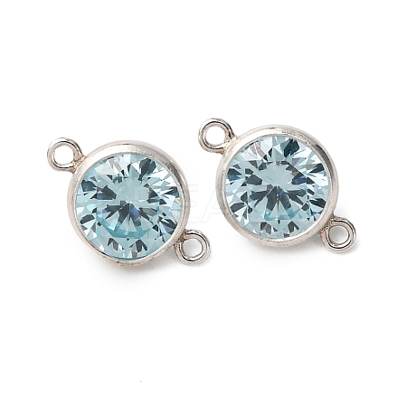 925 Streling Silver Pave Cubic Zirconia Birthstone Connector Charms STER-NH0001-80P-10-1