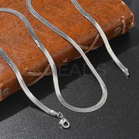 4mm Rack Plating Brass Herringbone Chain Necklaces for Women Men MAK-L044-17P-1