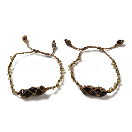 Natural Tiger Eye Bullet Braided Bead Bracelets BJEW-K225-01C-1