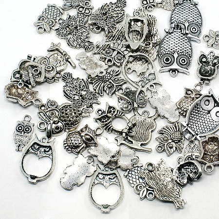 Tibetan Style Alloy Owl Pendants TIBEP-PH0001-02AS-1