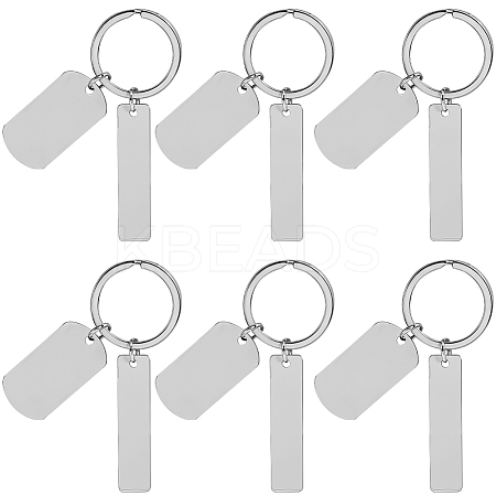 20Pcs 201 Stainless Steel Blank Pendant Keychain KEYC-SC0001-62A-1