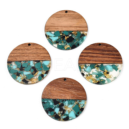 Transparent Resin & Walnut Wood Pendants RESI-TAC0017-75-A02-1