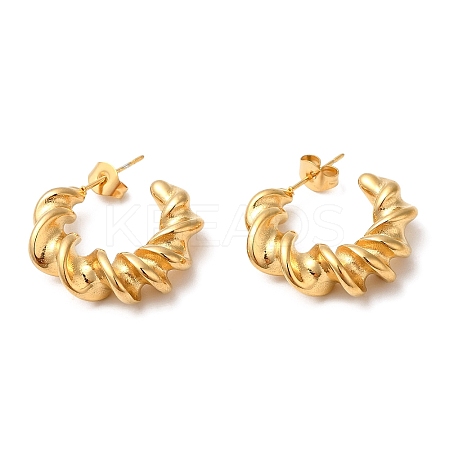 Ion Plating(IP) 304 Stainless Steel Twist Round Earrings X-EJEW-K244-29G-1