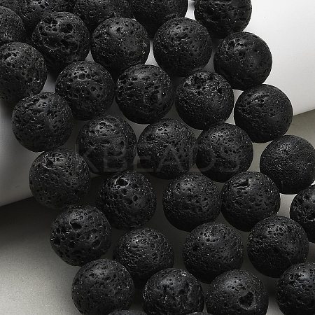 Natural Lava Rock Round Beads Strands G-M169-16mm-03-1