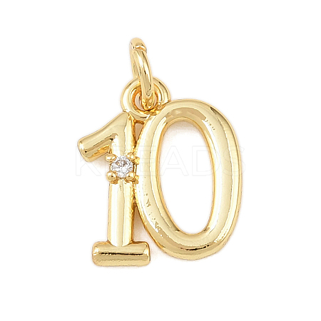 Brass Micro Pave Clear Cubic Zirconia Charms KK-P339-27G-10-1