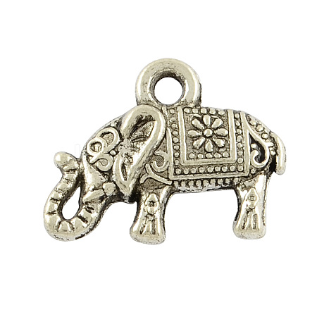 Tibetan Style Alloy Elephant Pendants TIBEP-23670-AS-FF-1