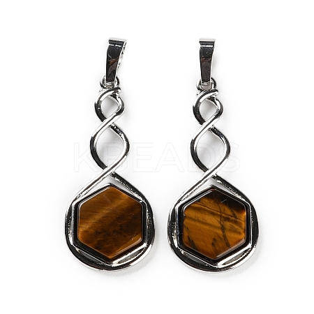 Natural Tiger Eye Pendants G-F777-05P-11-1