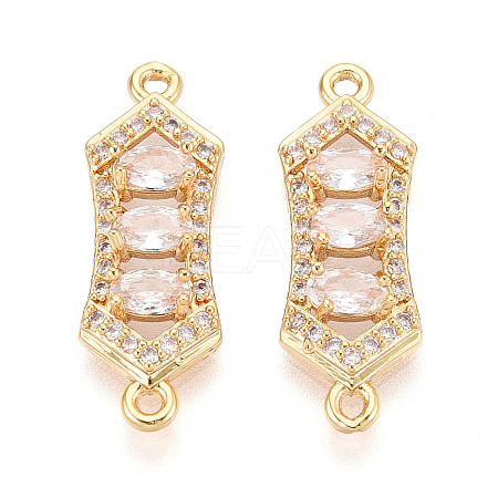 Brass Pave Clear Cubic Zirconia Links/Connector Charms KK-T077-68G-1