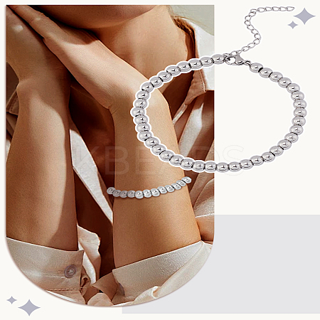 1Pc Stainless Steel Ball Beads Bracelets for Women BJEW-LP0001-93P-1