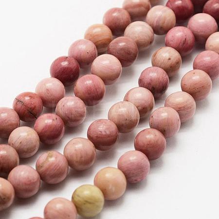 Natural Rhodonite Beads Strands G-J358-03-8mm-1