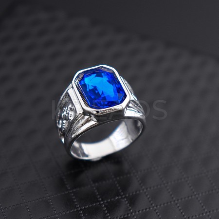 Alloy Rhinestone Finger Rings for Men FS-WG512DB-23-1