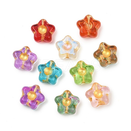 Electroplate and Golden Metal Enlaced Glass Beads EGLA-T029-02M-1