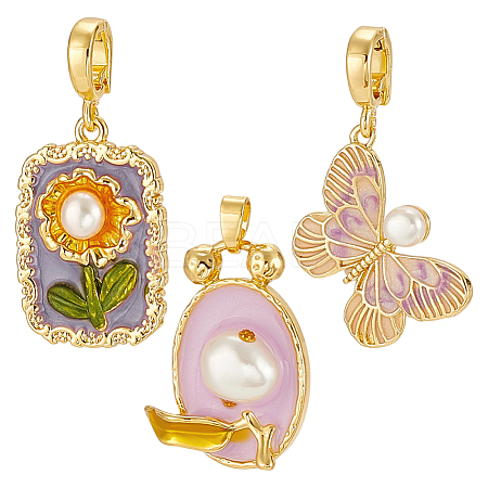 3Pcs 3 Styles Alloy Enamel Pendants FIND-PH0028-60-1