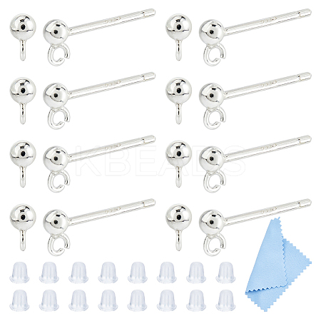 8 Pairs 925 Sterling Silver Ear Stud Findings STER-DC0001-91-1