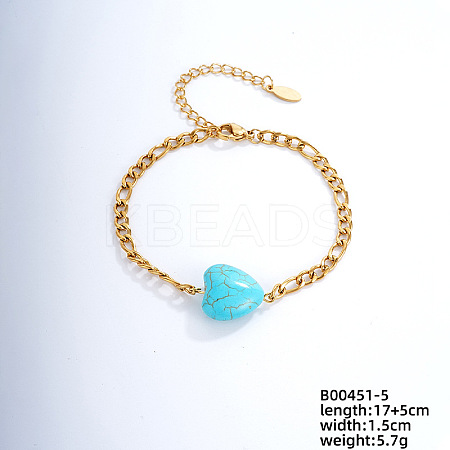 Fashionable Korean Style Brass Synthetic Turquoise Bracelets LH9898-5-1