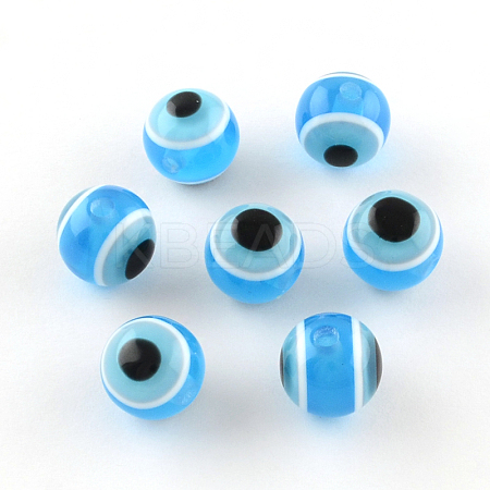 Round Evil Eye Resin Beads RESI-R159-6mm-10-1