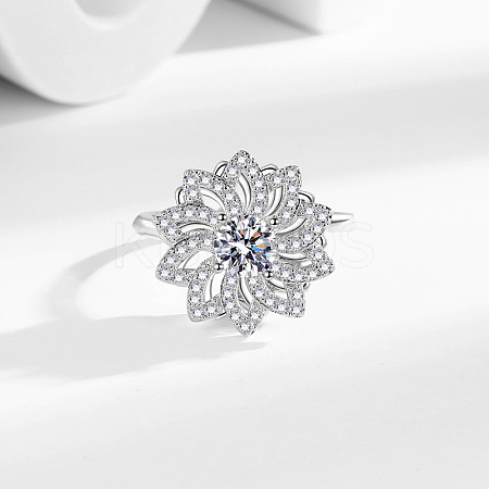 Sunflower Rotatable Open Cuff Rings for Women LS-RJEW-S402-09P-1