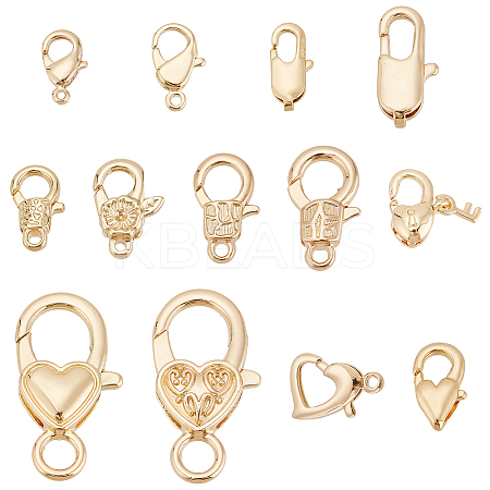 13Pcs 13 Styles Rack Plating Brass Lobster Claw Clasps KK-PH0006-83-1