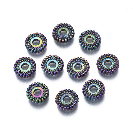 Rack Plating Rainbow Color Alloy Beads PALLOY-S180-353-1