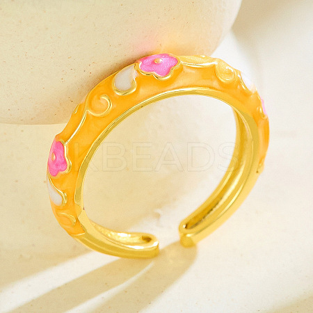 Brass Enamel Cuff Open Rings WG1E9FA-03-1