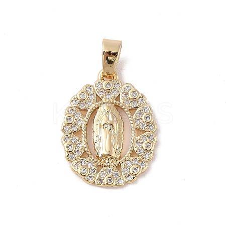 Brass Cubic Zirconia Pendants KK-Z050-21G-1