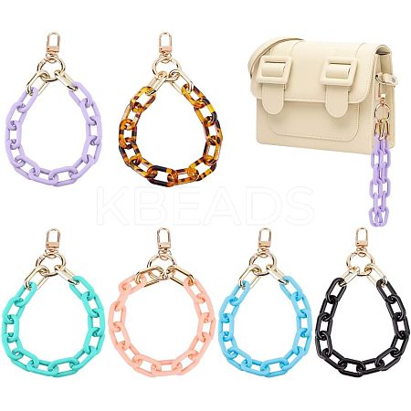 6Pcs 6 Colors Opaque Acrylic Cable Chain Wristlet Straps HJEW-CA0001-33-1