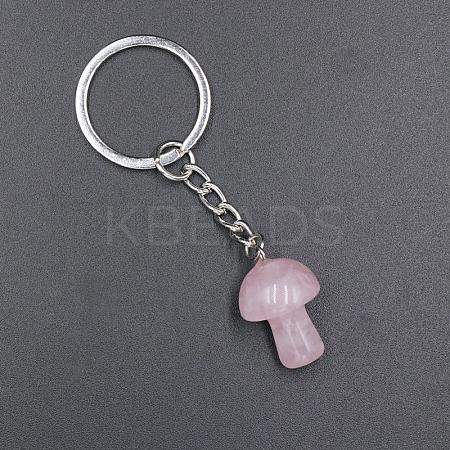 Natural Rose Quartz Mushroom Keychain LS-MUSH-PW0002-03F-1