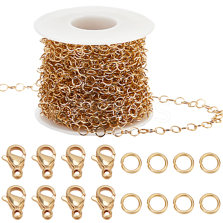 DIY 304 Stainless Steel Rolo Chains Necklaces Making Kits DIY-BBC0002-03-1