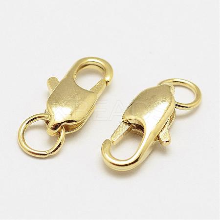 Brass Lobster Claw Clasps KK-P058-02G-NR-1