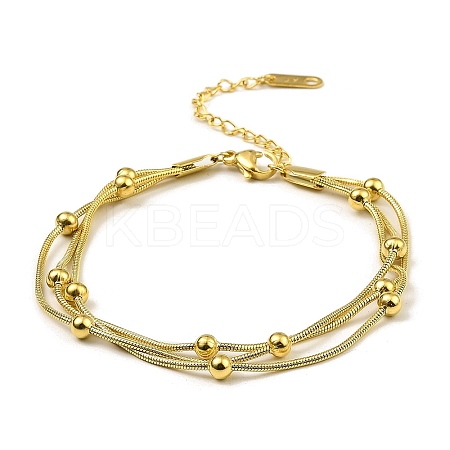 304 Stainless Steel Satellite Chains Triple Layer Multi-strand Bracelet for Women BJEW-M040-01G-1