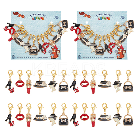 Alloy Enamel Rhinestone Locking Stitch Markers HJEW-AB00112-1