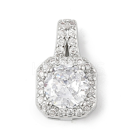 Brass Micro Pave Clear Cubic Zirconia Pendants KK-R219-35P-1
