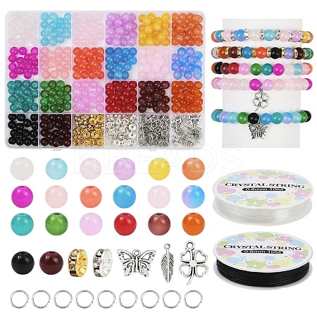 DIY Glass Round Beads Bracelets Making Kits DIY-YW0012-08-1