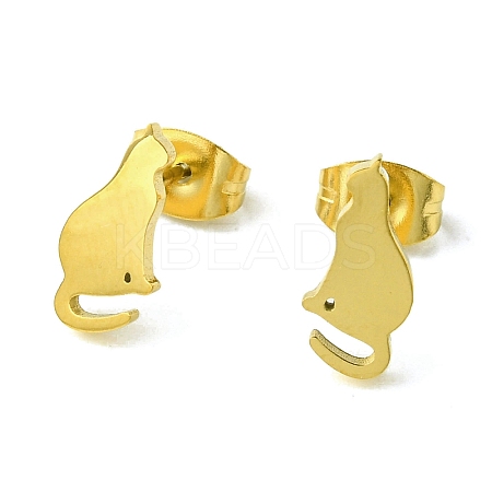 Cute Little Animal Theme 304 Stainless Steel Stud Earrings LS-EJEW-B041-02C-G-1