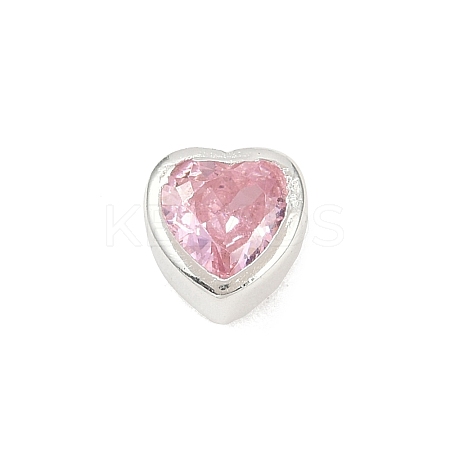 925 Sterling Silver Cubic Zirconia Heart Beads STER-F060-03S-03-1