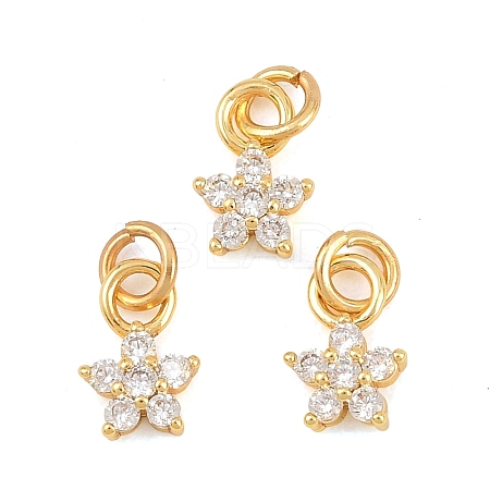 Brass Micro Pave Cubic Zirconia Charms KK-F927-16G-1