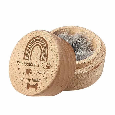 1Pc Beech Wood Engraved Pet Hair Keepsake Boxes CON-CN0001-16D-1