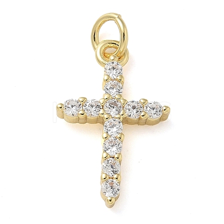 Rack Plating Brass Micro Pave Cubic Zirconia Pendants KK-K392-17C-G-1