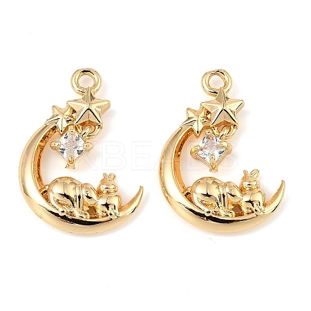 Brass Micro Pave Cubic Zirconia Pendants KK-C155-19G-03-1