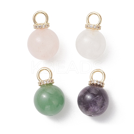 4Pcs 4 Styles Natural Amethyst & Green Aventurine & Rose Quartz & White Jade Pendants PALLOY-JF04936-1