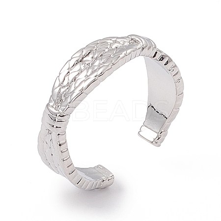 Brass Twist Rope Open Cuff Ring for Women RJEW-P079-02P-1