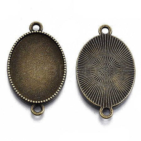 Tibetan Style Oval Alloy Cabochon Connector Settings X-TIBE-Q038-002B-AB-NR-1