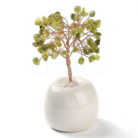 Natural Peridot Chips Tree of Life Decorations DJEW-C016-02I-1