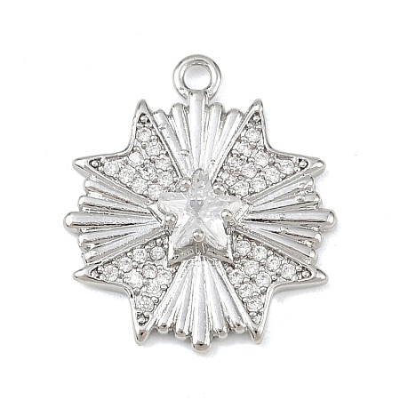 Brass Micro Pave Clear Cubic Zirconia Pendants KK-G545-03P-1