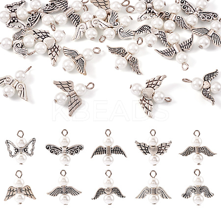 20Pcs 20 Style Glass Pearl Pendants PALLOY-TAC0142-1