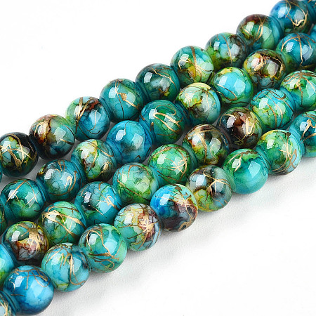 Baking Paint Glass Beads Strands DGLA-N003-6mm-B08-1