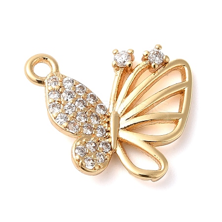 Brass Micro Pave Clear Cubic Zirconia Charms KK-G503-38G-1
