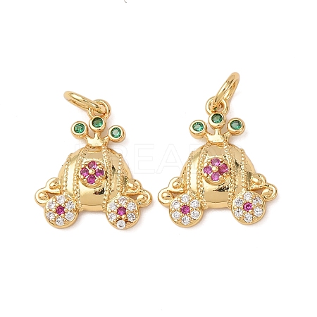 Brass Micro Pave Cubic Zirconia Charms KK-D019-24G-1