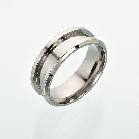 Non-Tarnish 201 Stainless Steel Grooved Finger Ring Settings MAK-I017-01B-S-1