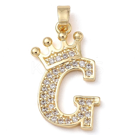 Rack Plating Brass Micro Pave Cubic Zirconia Pendants KK-D535-01G-RS-1